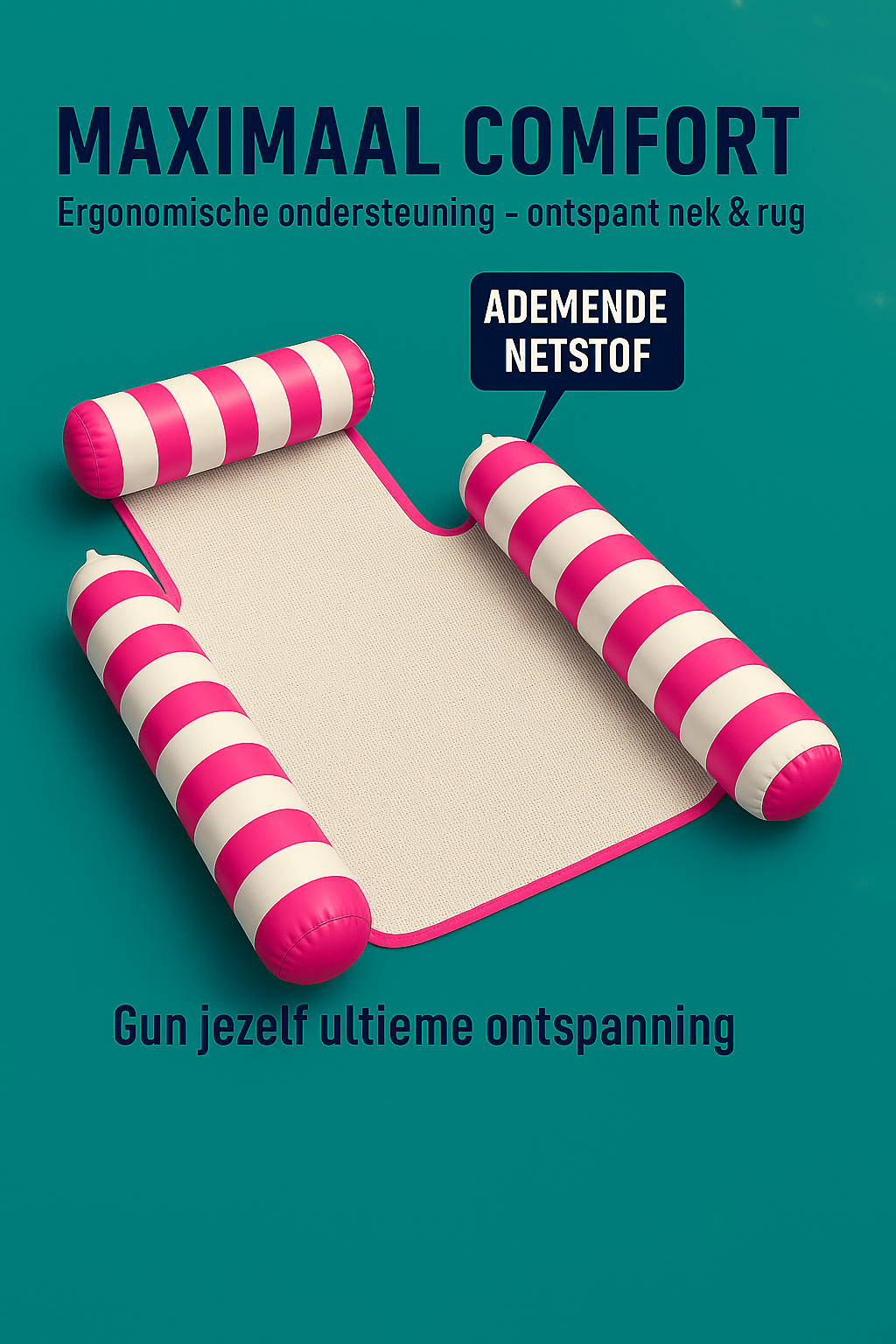 Waterhangmat - Drie Zijden - Streep - Roze