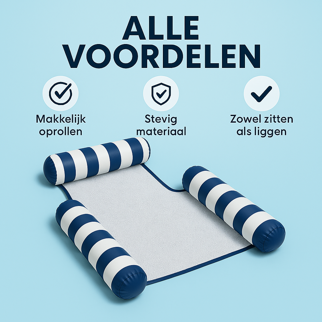Waterhangmat - Drie Zijden - Streep - Donkerblauw