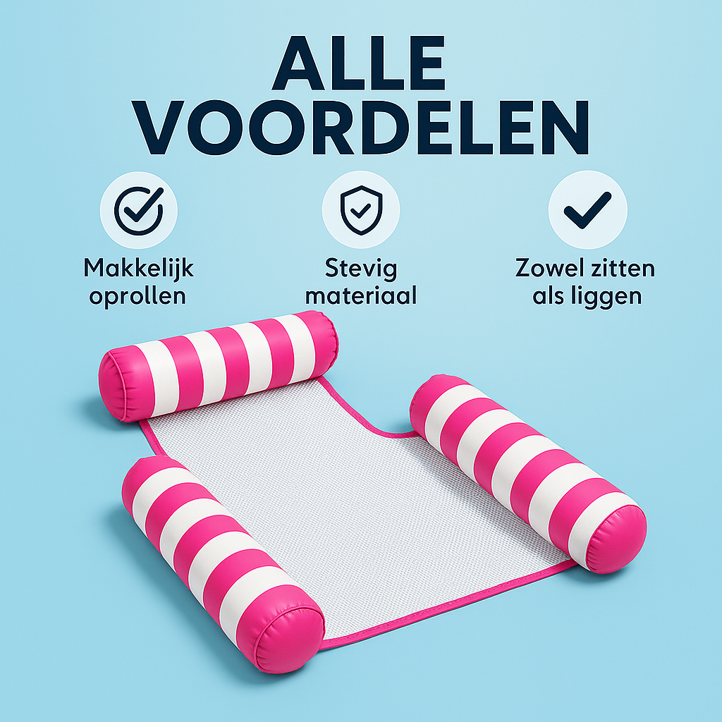 Waterhangmat - Drie Zijden - Streep - Roze