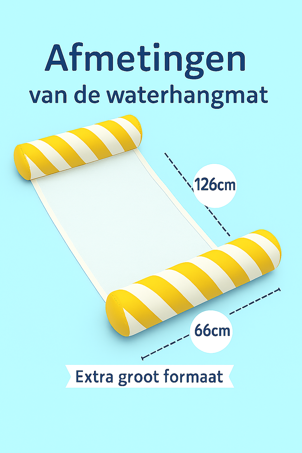 Waterhangmat - Twee Zijden - Diagonale Streep - Geel