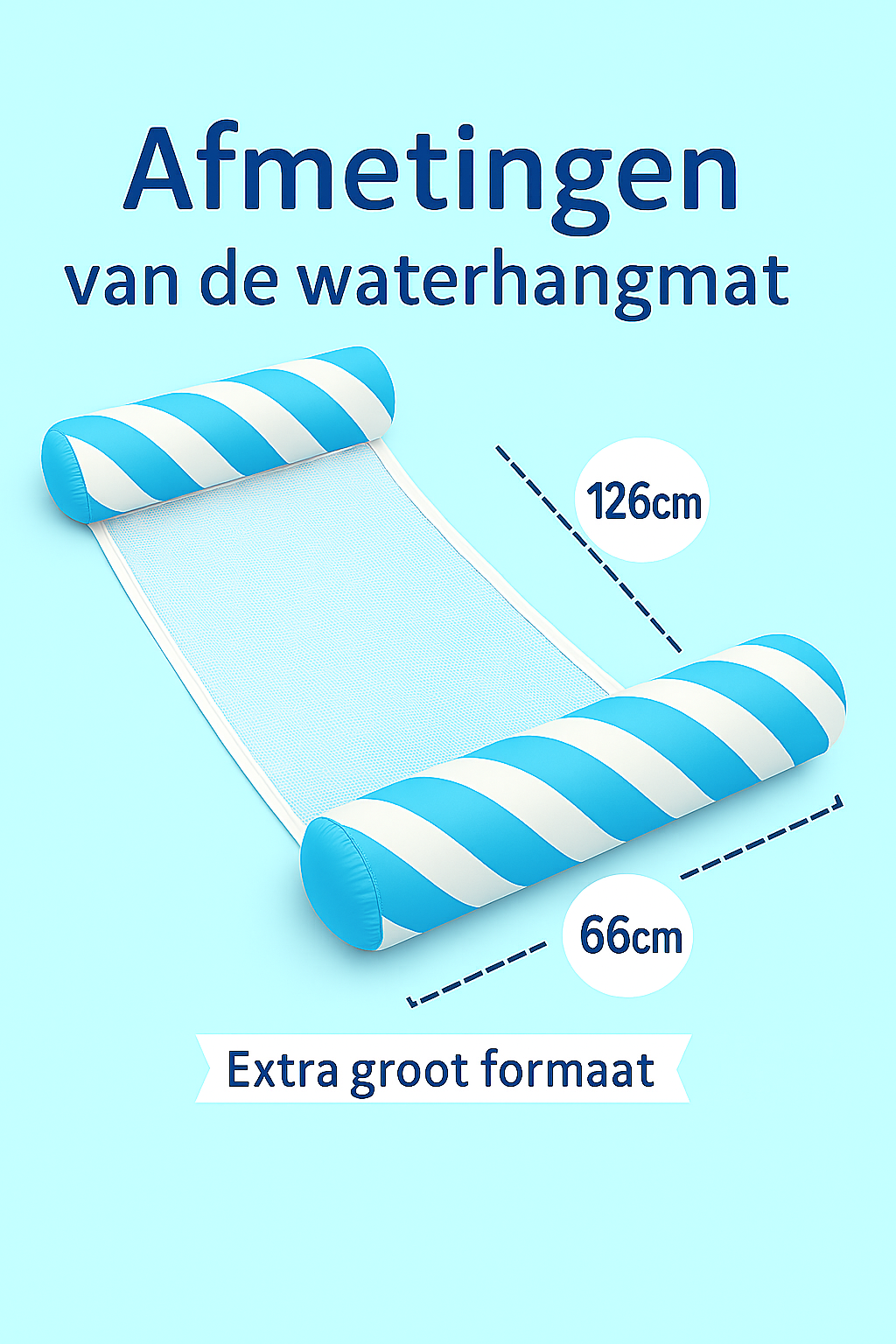 Waterhangmat - Twee Zijden - Diagonale Streep - Lichtblauw