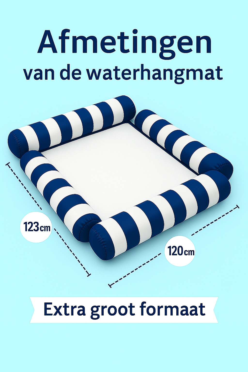 Waterhangmat - Vier Zijden - Streep - Donkerblauw