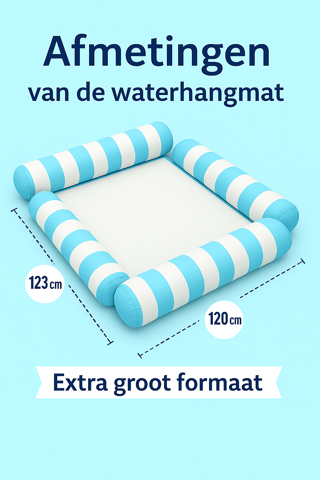 Waterhangmat - Vier Zijden - Streep - Lichtblauw