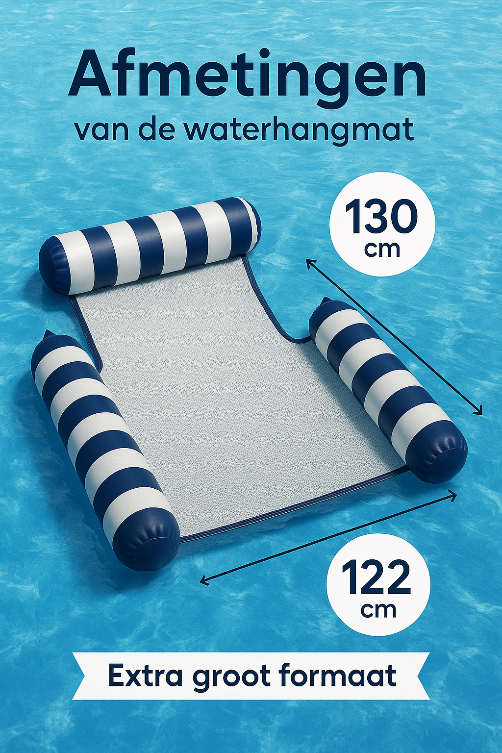 Waterhangmat - Drie Zijden - Streep - Donkerblauw