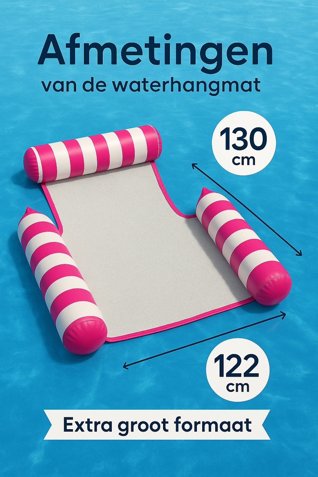 Waterhangmat - Drie Zijden - Streep - Roze