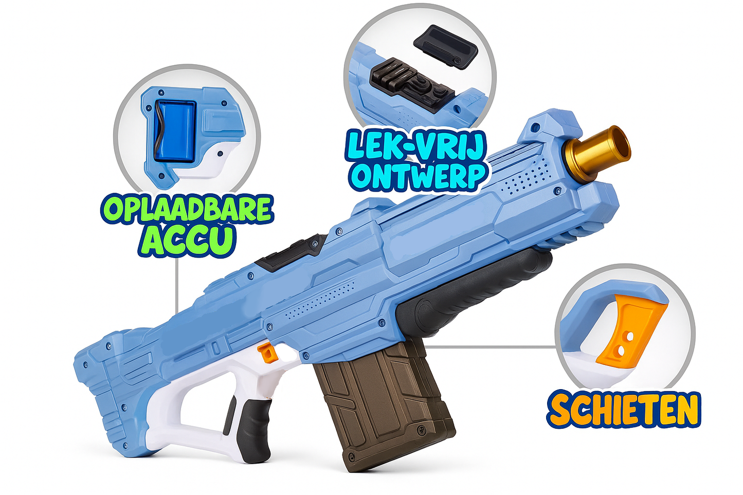 Automatisch Waterpistool met Vizier Blauw - Elektrisch Waterpistool - Watergeweer - Super Soaker - Watergun